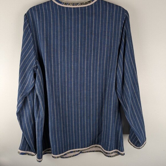 Vintage Striped Asian Style Button Front Jacket Unique Design - Picture 4 of 4